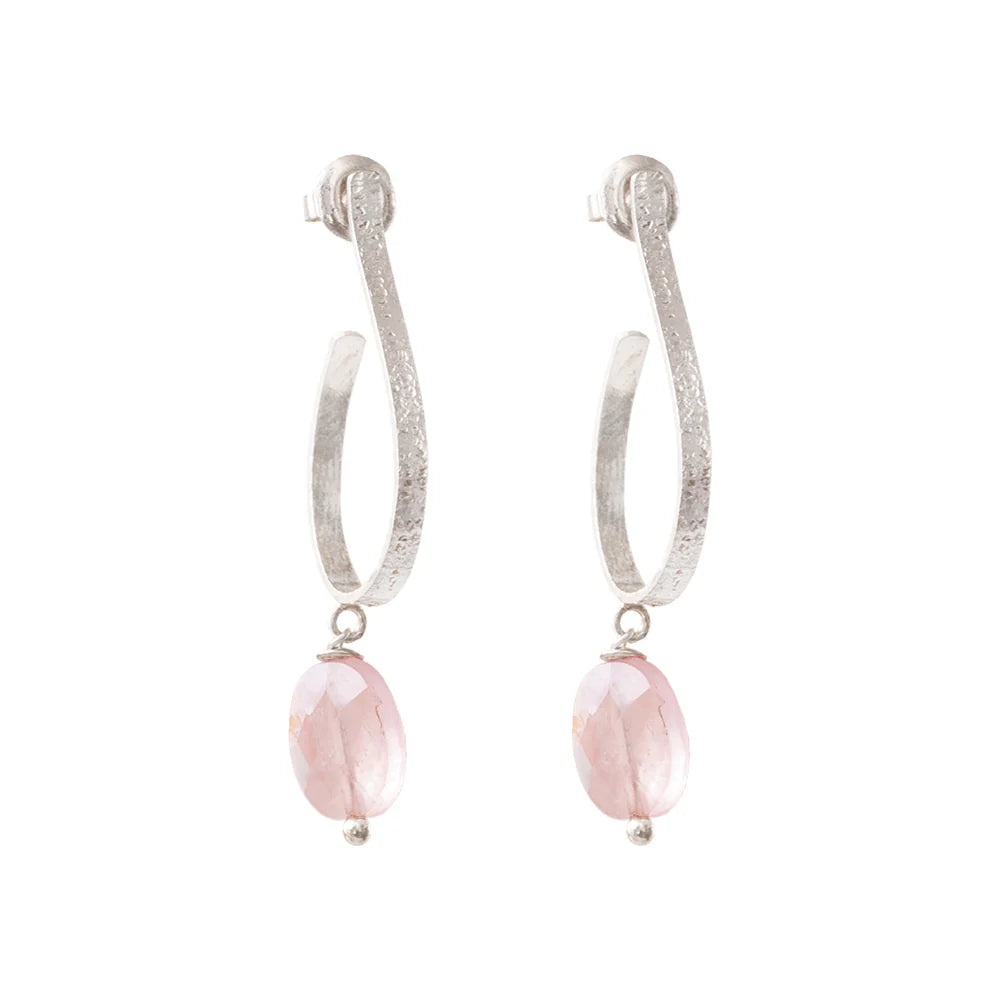 Attracted Rose Quartz Earrings Silver Plated