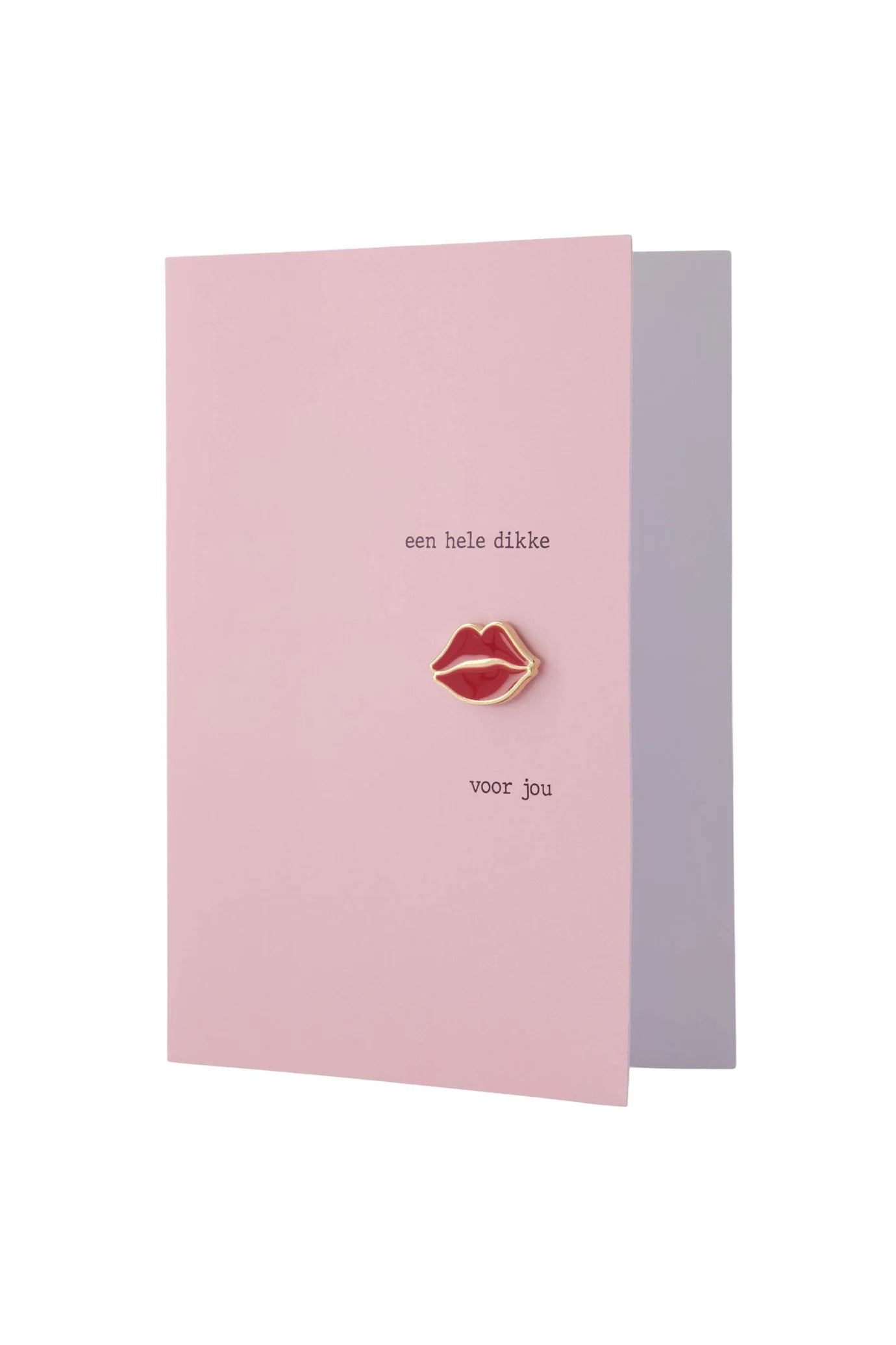 Wenskaart Broche Kusje - Roze/Rood