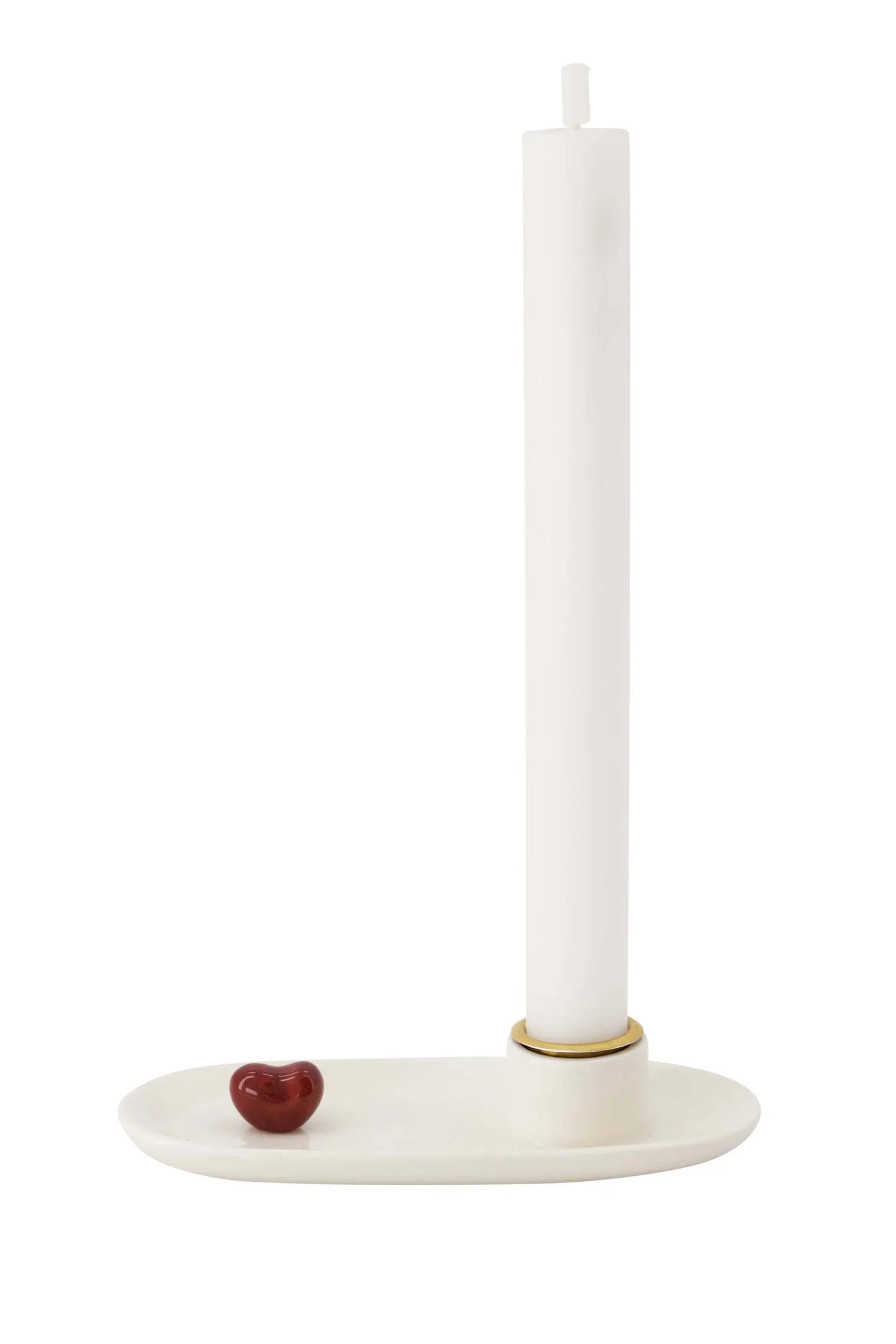Kandelaar Keramiek Hartje - Wit/Rood