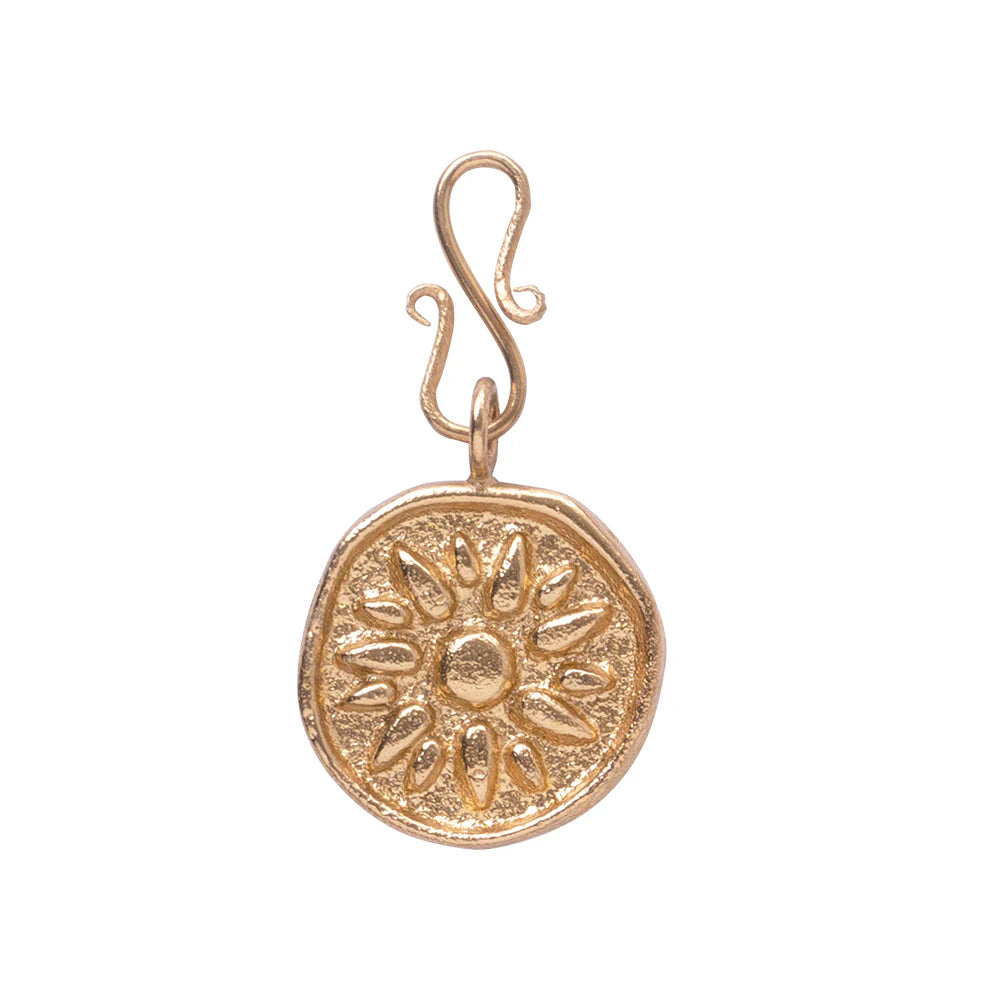 Sun Vintage Coin Charm Gold Plated