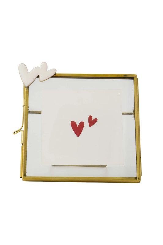 Fotolijstje Metaal Hartjes - Wit/Goud