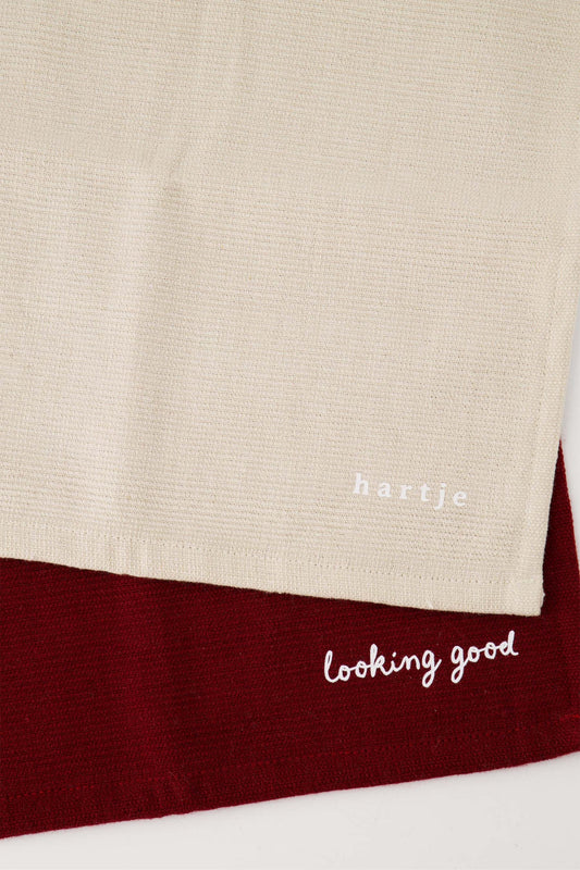 Set Van 2 Vaatdoekjes Hartje - Zand/Port