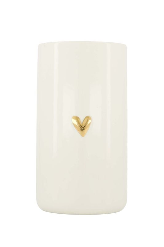 Voorraadpot Met Deksel Keramiek Hartje - Wit/Goud