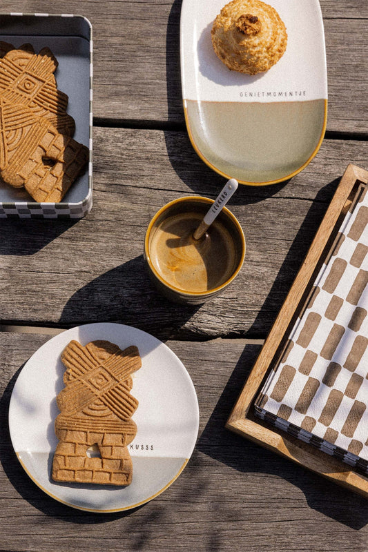 Servetten Rechthoek Enjoy - Wit/Bruin