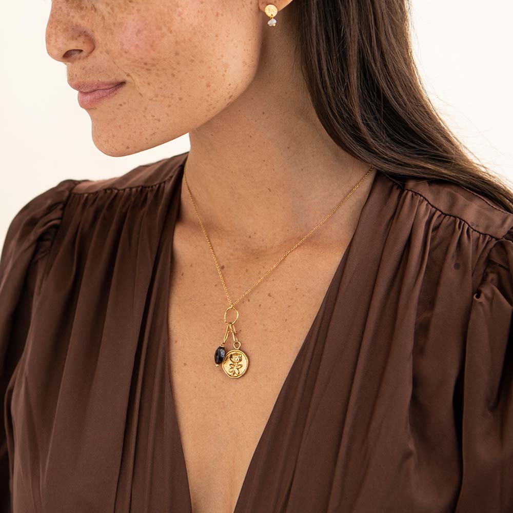 Rose Vintage Coin Charm Gold Plated