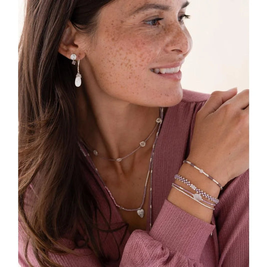 Splash Rose Quartz Bracelet Silver Colored