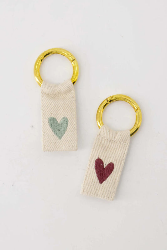 Ansichtkaart 2 Sleutelhangers - Wit/Rood/Grijsblauw