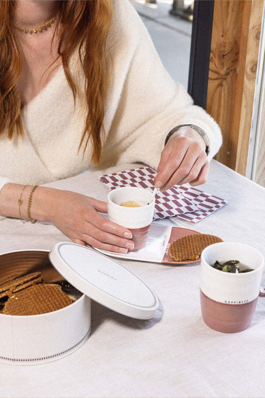 Servetten Rechthoek Happiness - Wit/Burgundy