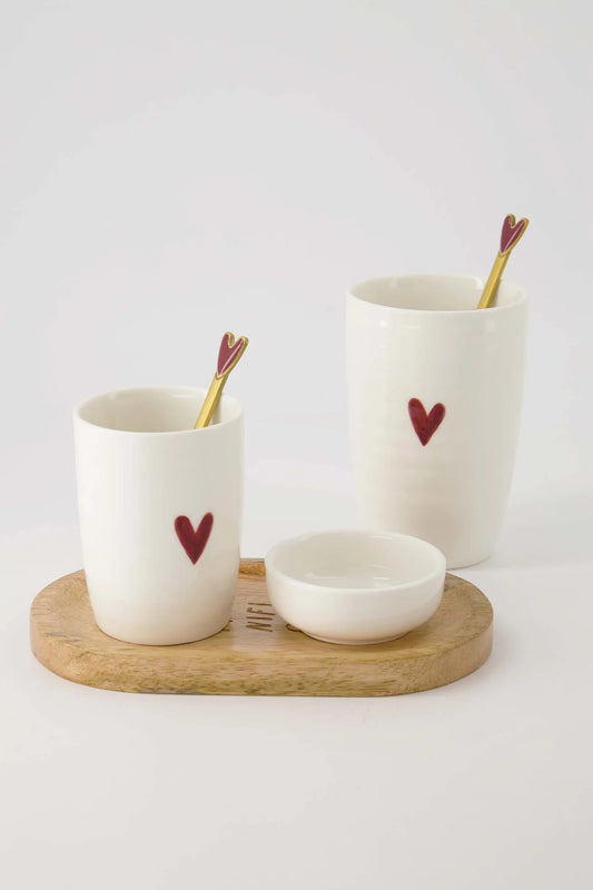 Koffiemok Hartje - Wit/Rood