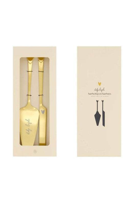 Taartschep en Taartmes Hartje - Goud