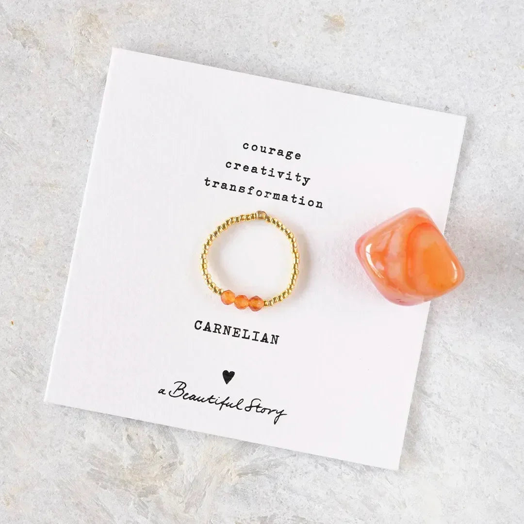 Clarity Carnelian Ring Gold Colored