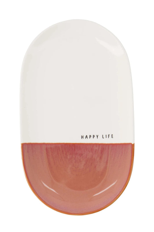 Serveerschaal Happy Life - Wit/Burgundy