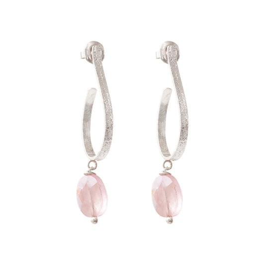 Attracted Rose Quartz Earrings Silver Plated