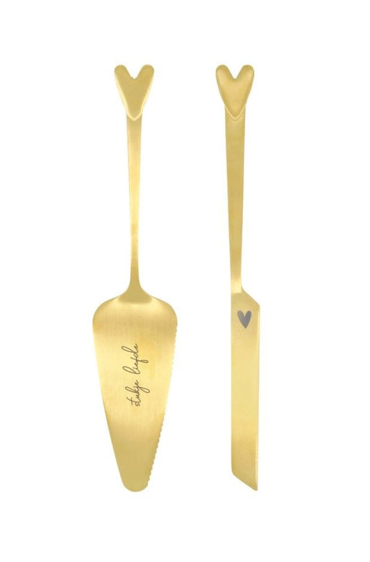 Taartschep en Taartmes Hartje - Goud