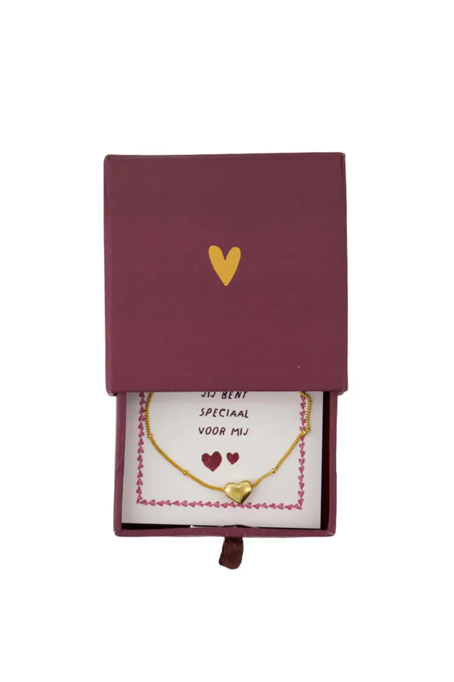 Armband Hartje In Schuifdoosje Speciaal - Rood