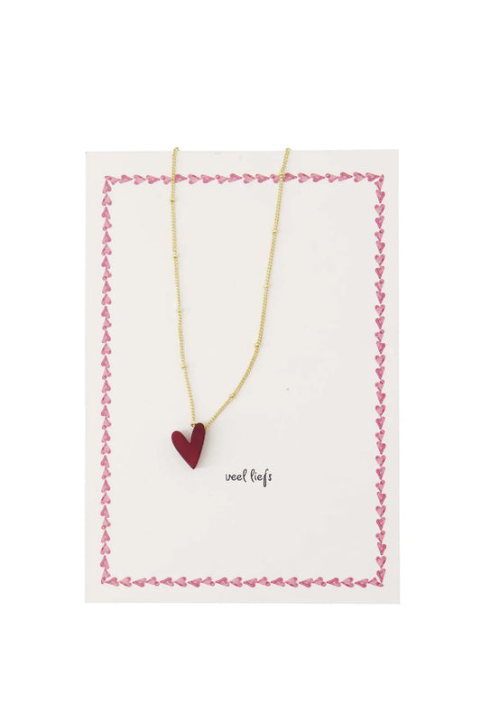 Ansichtkaart Ketting Hartje - Wit/Rood