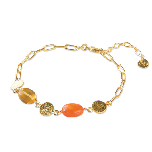 Aesthetic Citrine Carnelian Bracelet Gold Plated