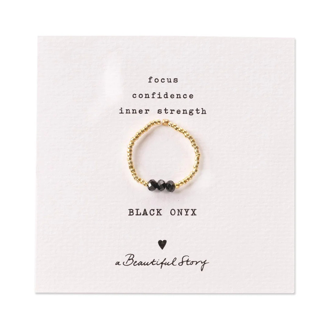 Clarity Black Onix Ring Gold Colored