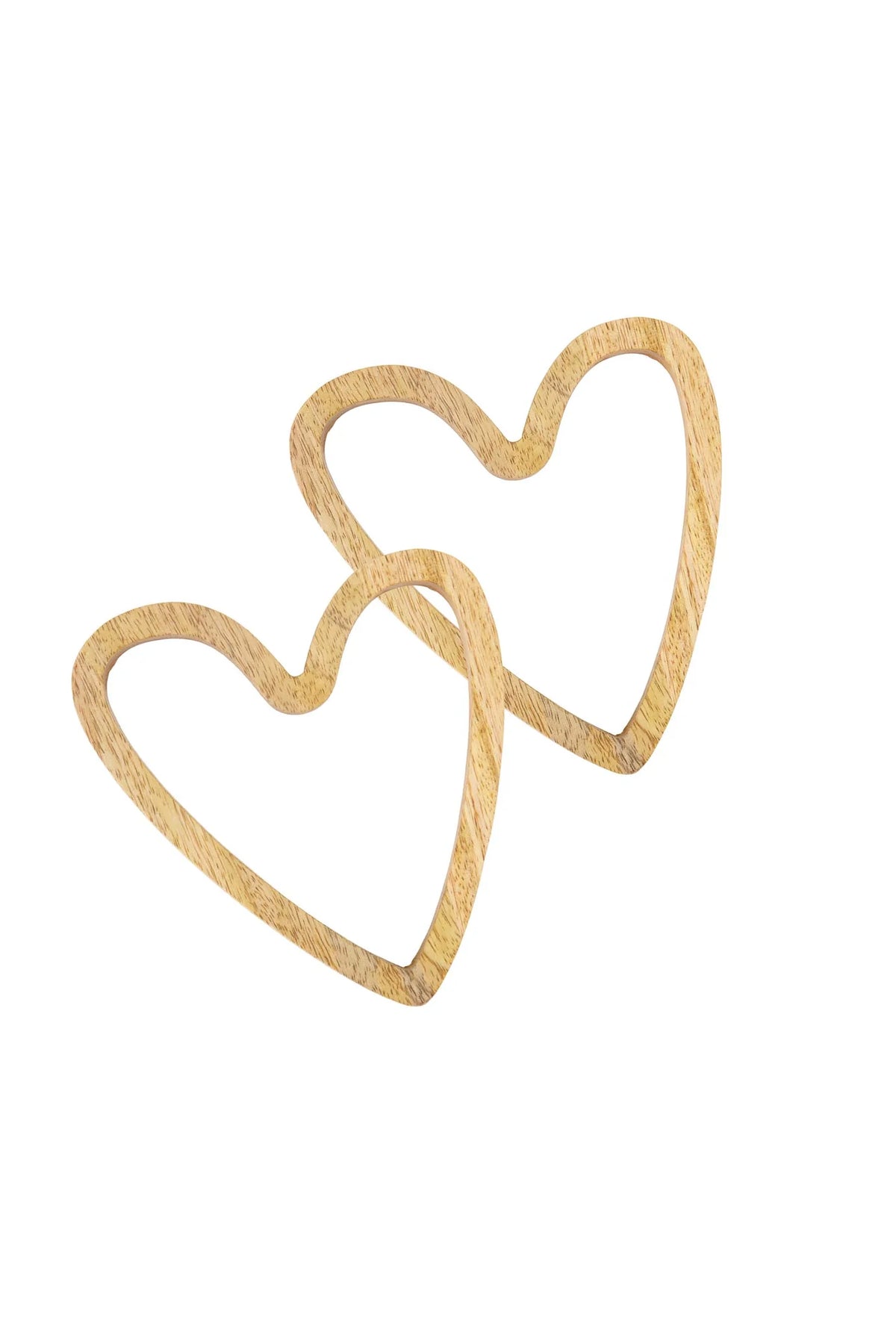 Set of 2 Trivets Wood Heart Shape - Natural