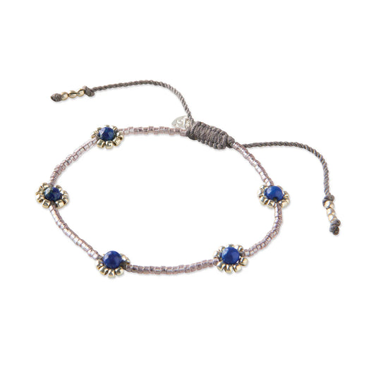 Botanic Lapis Lazuli Bracelet Silver Coated