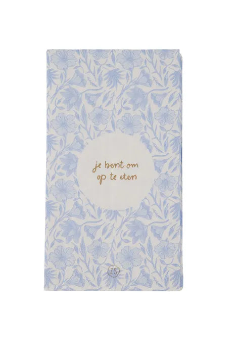 Servetten bloemen 11x12cm - Blauw/Wit