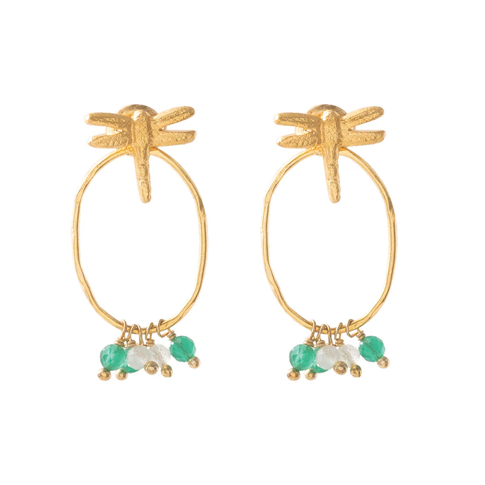 Showing Aventurine Moonstone Earrings Gold Plated