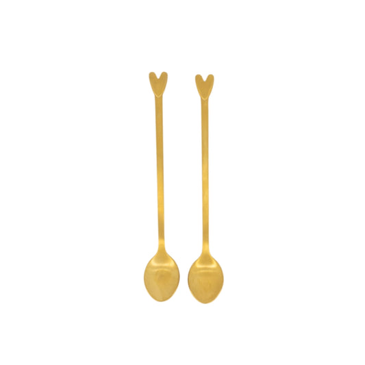 Set Van 2 Lange Lepels Hartje - Goud
