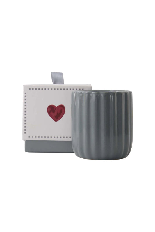 Geurkaars Keramiek In Doosje Hartje - Grijsblauw