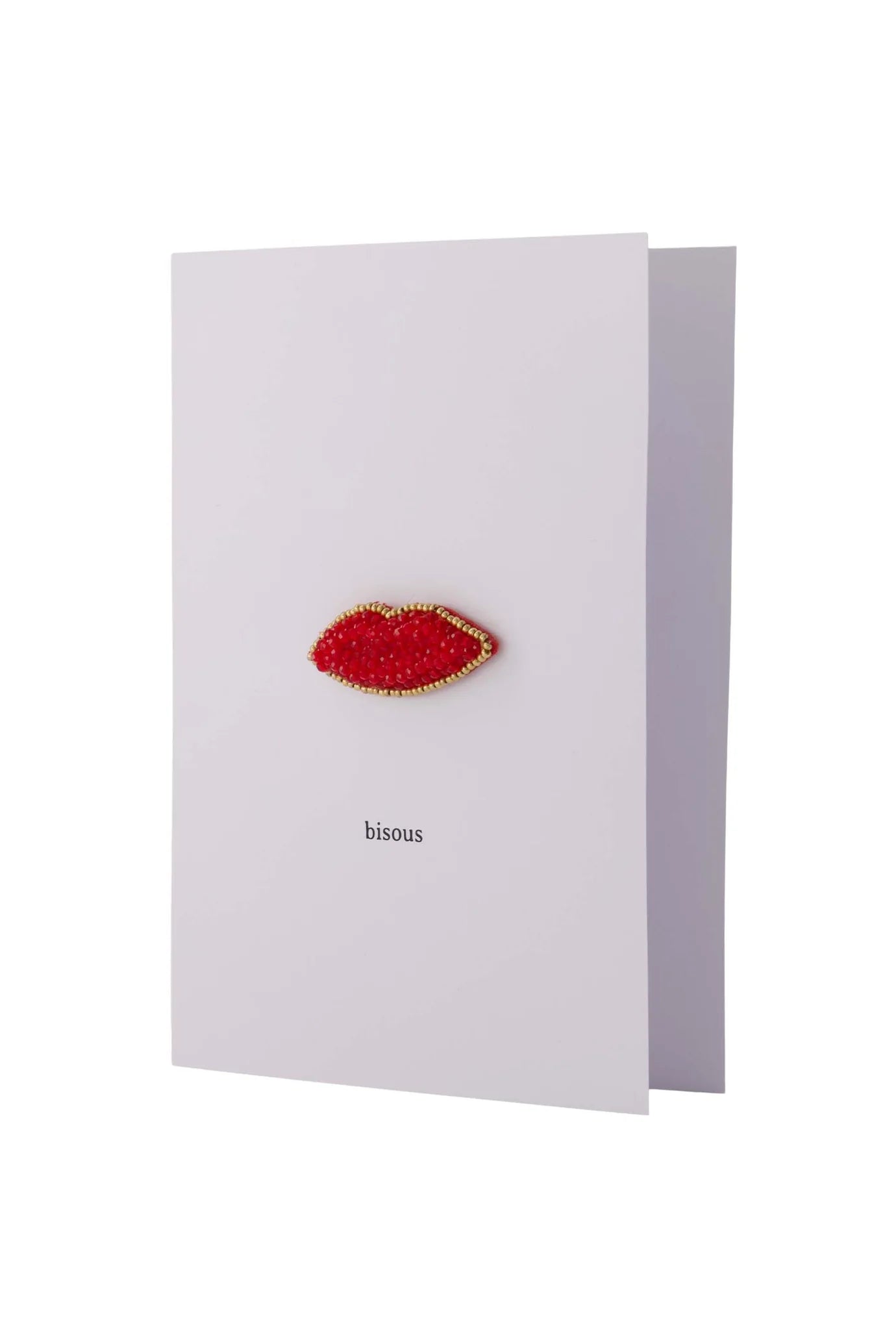 Wenskaart Broche Kusje - Wit/Rood