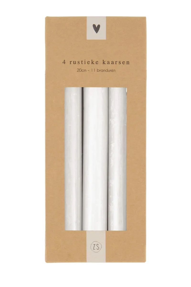 Set Van 4 Rustieke Kaarsen 20cm