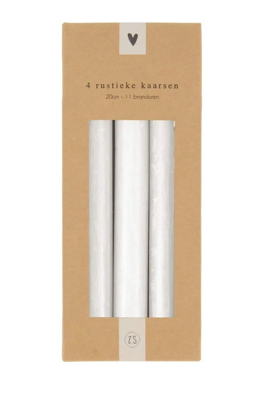 Set Van 4 Rustieke Kaarsen 20cm