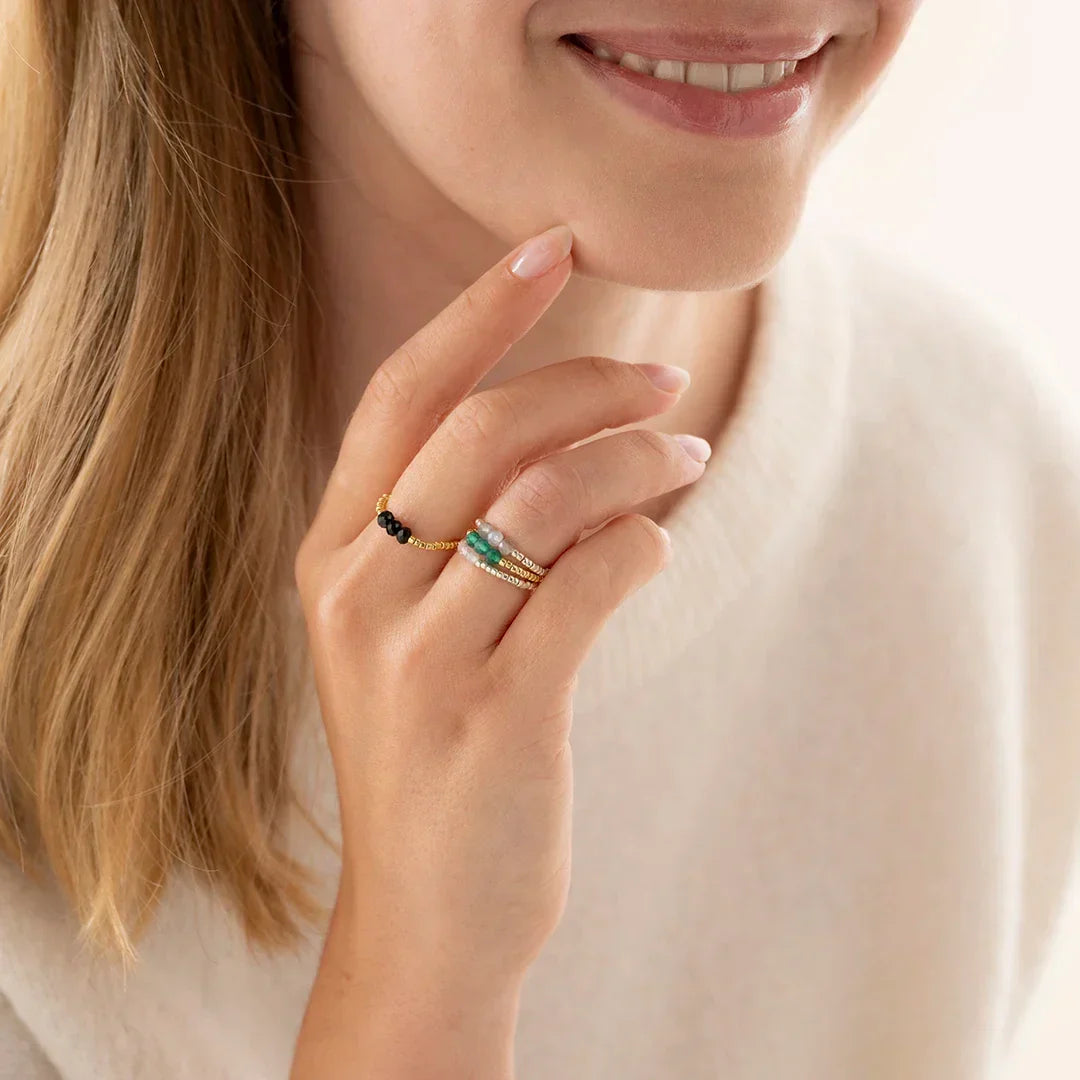 Clarity Black Onix Ring Gold Colored