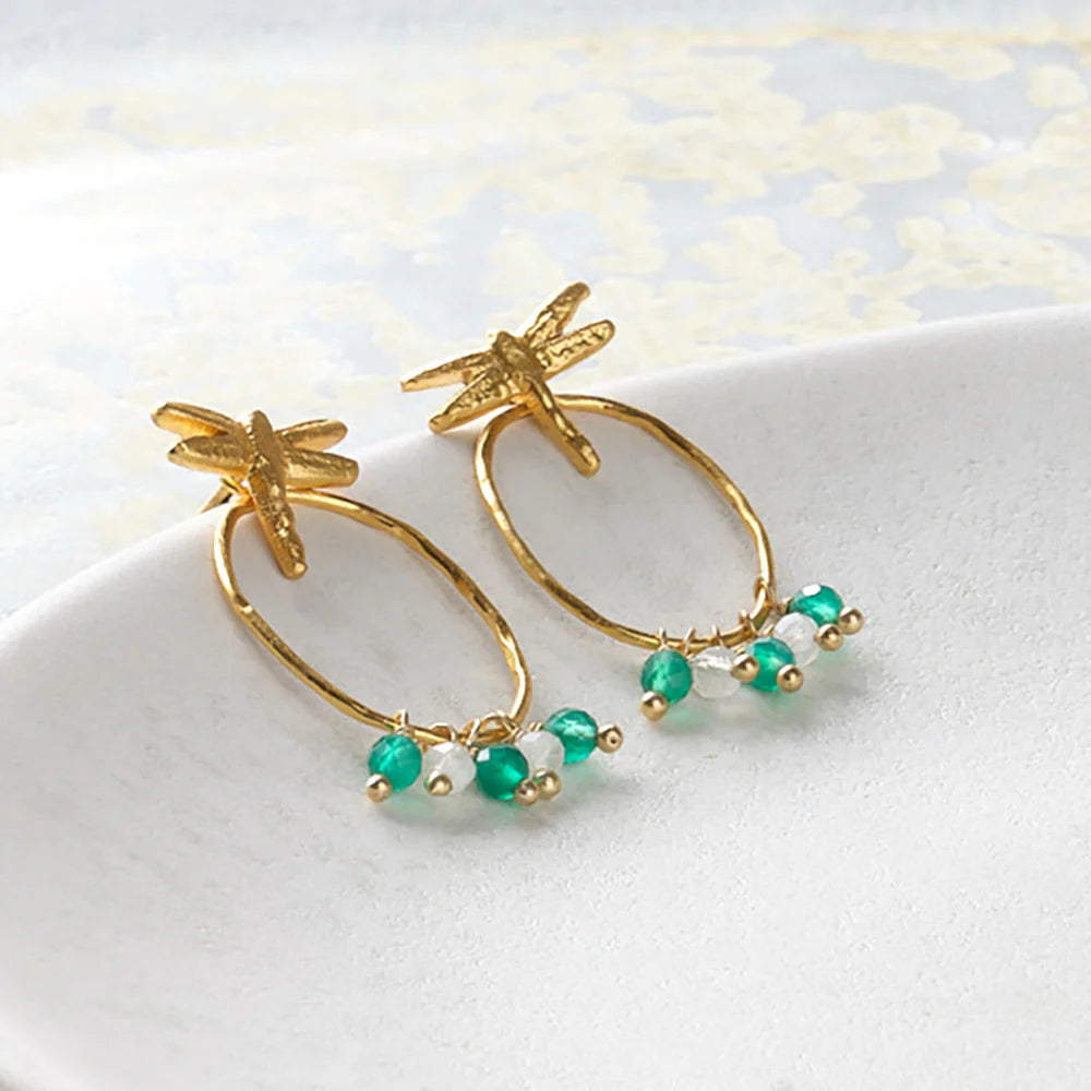 Showing Aventurine Moonstone Earrings Gold Plated