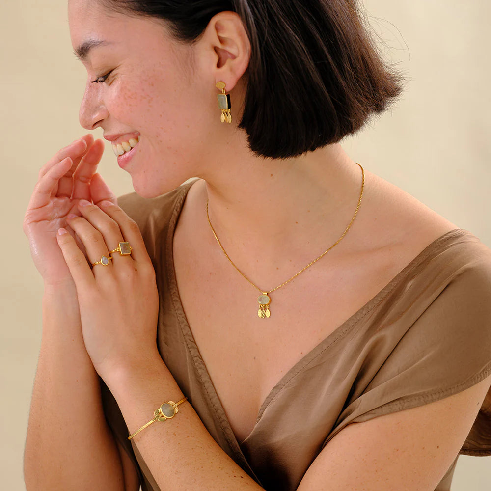 Authentic Prehnite Necklace Gold Plated