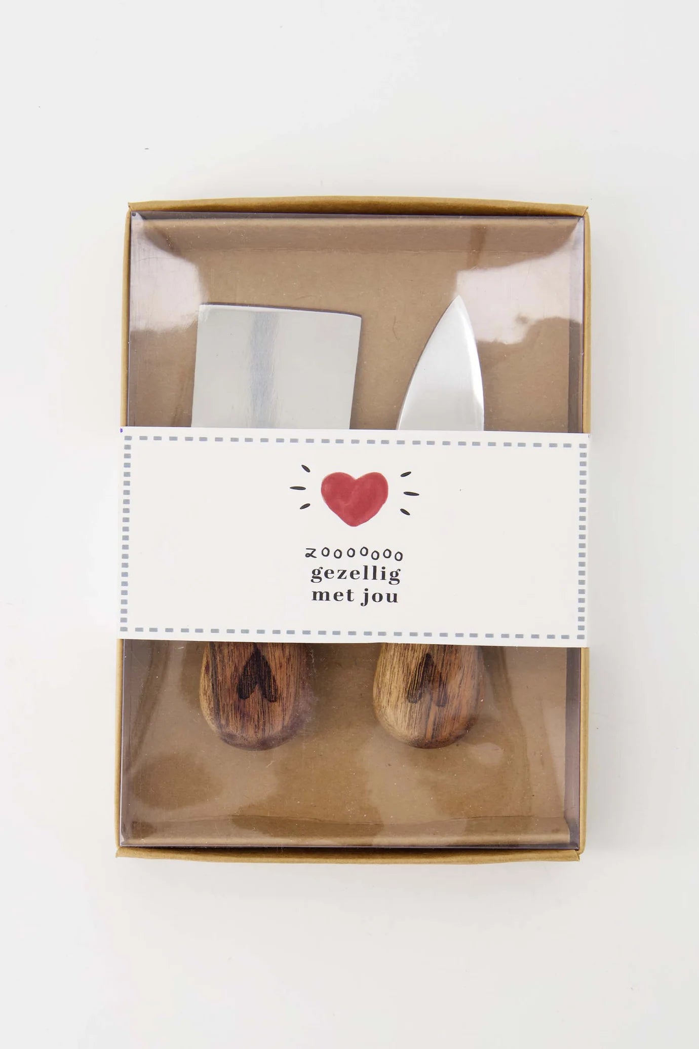 Set Van 2 Kaasmesjes In Doosje Gezellig Met Jou - Wit/Grijsblauw/Rood