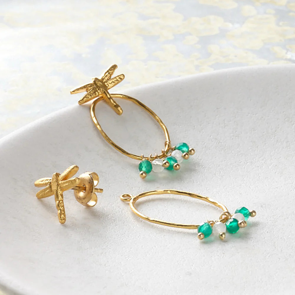 Showing Aventurine Moonstone Earrings Gold Plated