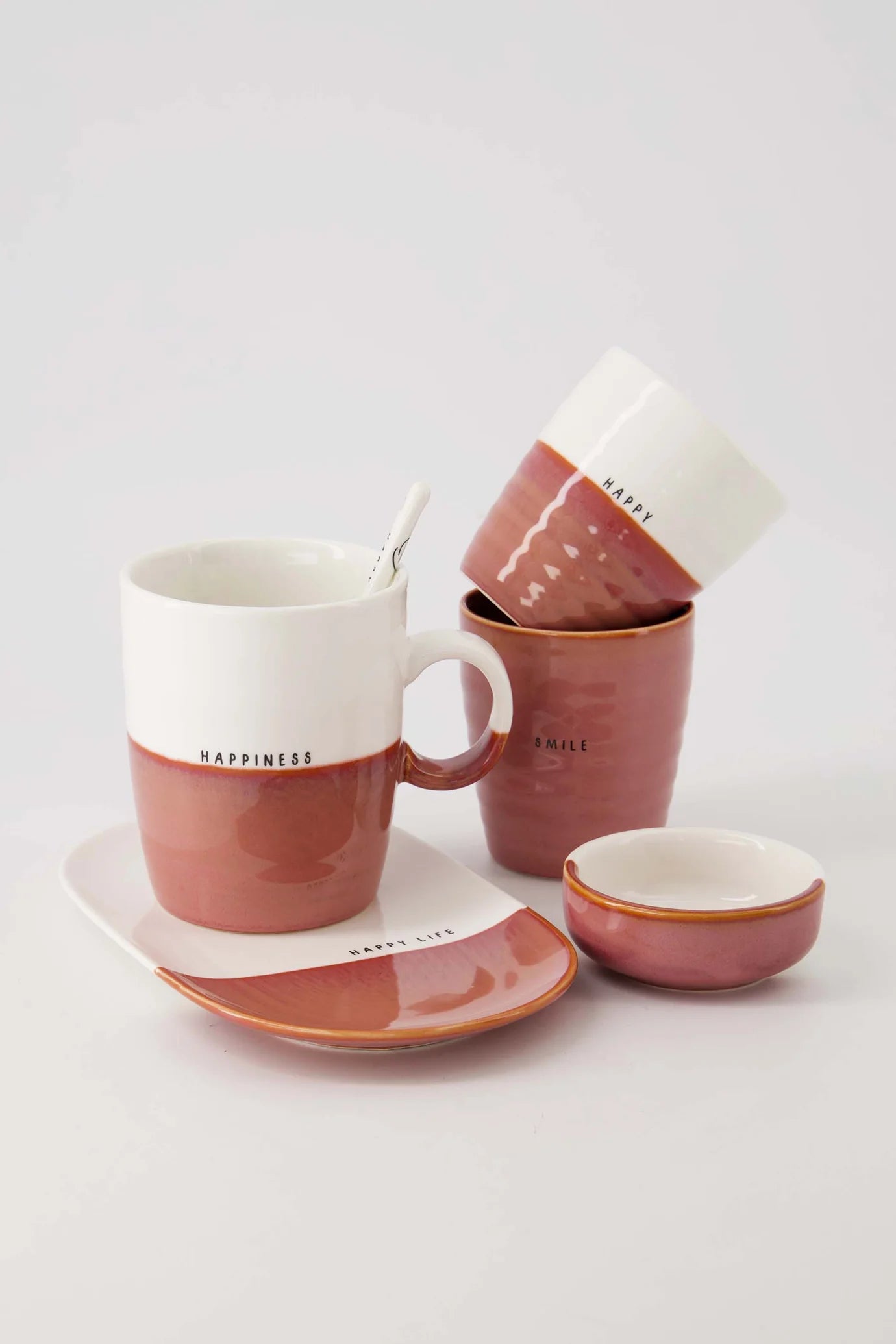 Serveerschaal Happy Life - Wit/Burgundy