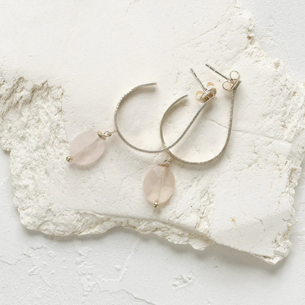 Attracted Rose Quartz Earrings Silver Plated