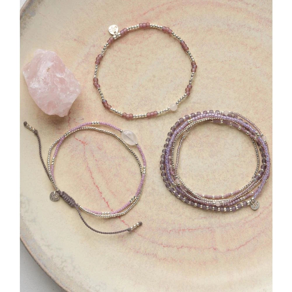 Splash Rose Quartz Bracelet Silver Colored