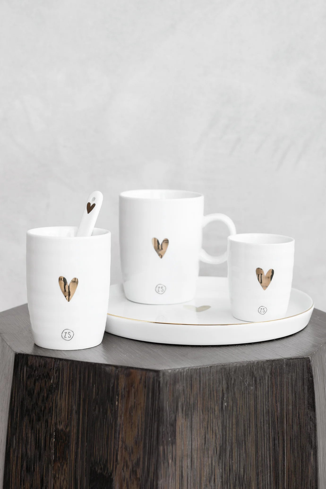 Koffiemok Hartje - Wit/Goud