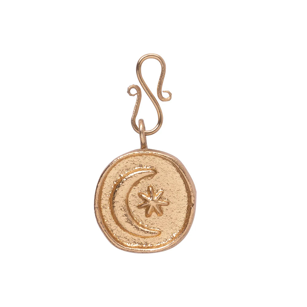 Moon and Star Vintage Coin Charm GP