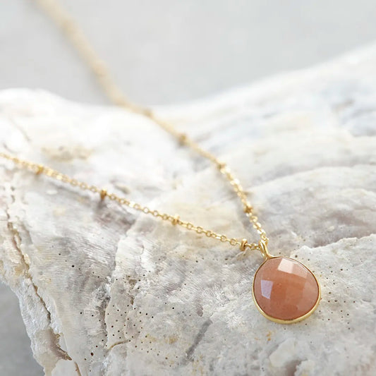 Adoration Peach Moonstone Necklace GP