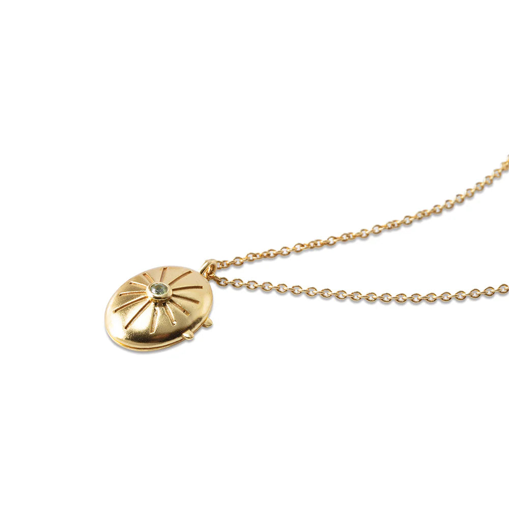 Oval Locket Small Peridot Necklace GP
