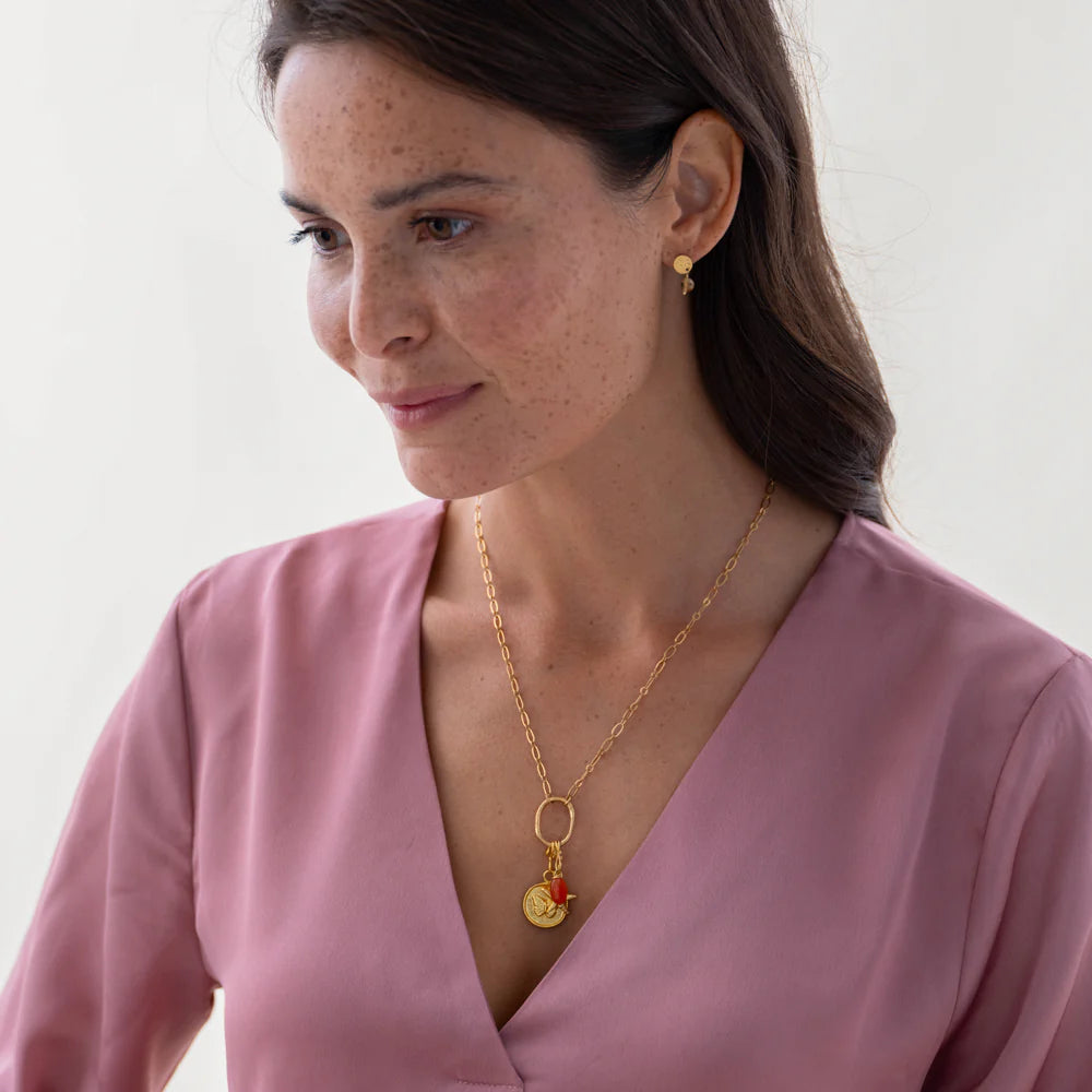 Butterfly Vintage Coin Charm Gold Plated